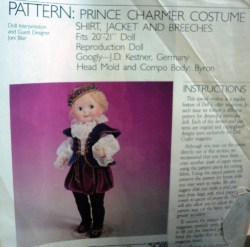 186 20-21'' PRINCE CHARMER DOLL SHIRT, JACKET, BREECHES POISSOT PATTERN